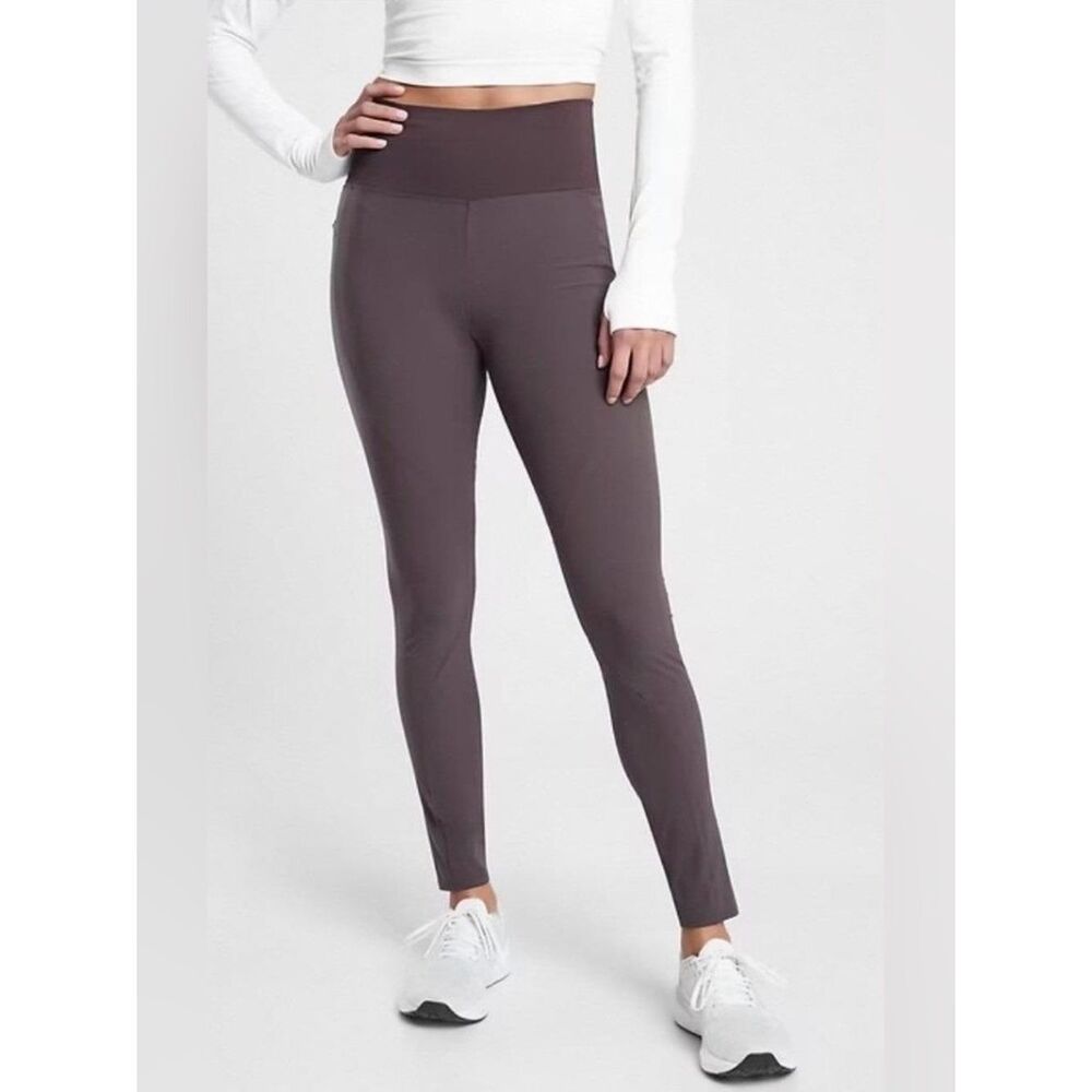 Athleta Quest Hybrid Tight Activewear Hiking Leggings Purple Gray 6